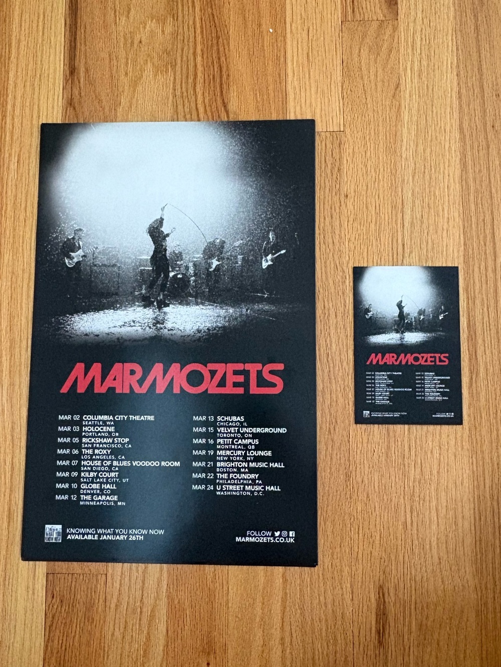 Marmozets band bundle - double-sided album poster and tour card